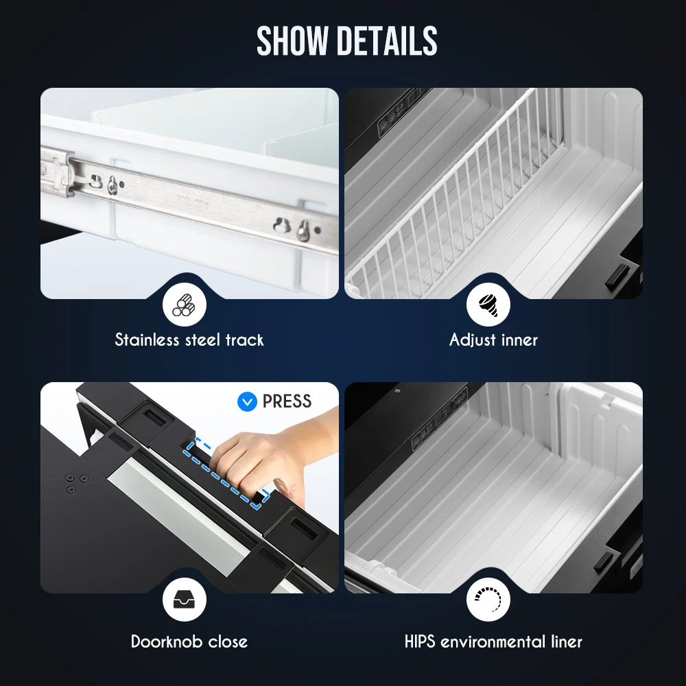 New Design Colku 40L Rv Fridge Small Mini Car Truck Drawer Fridge 12V DC Compressor Freezer Car Refrigerator