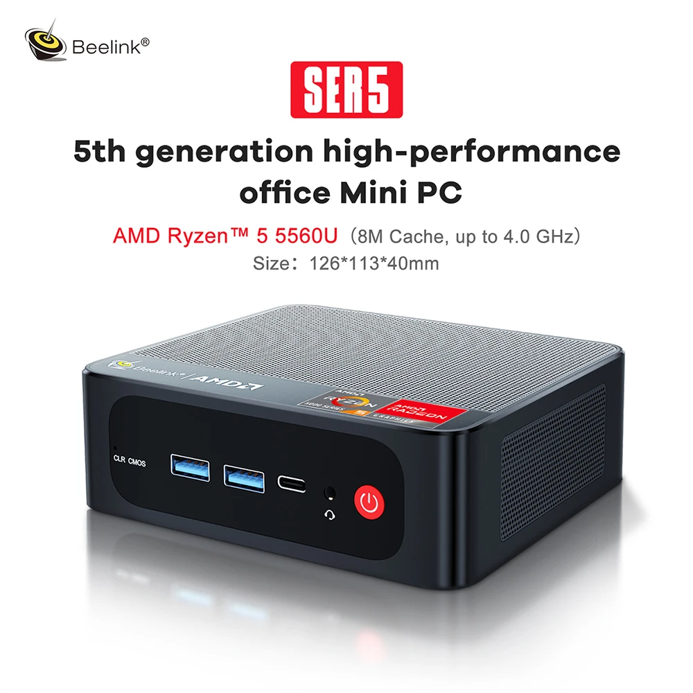 Beelink SER5 Mini PC AMD R5 5560U 16G RAM/500GB SSD 4K対応 WiFi 6