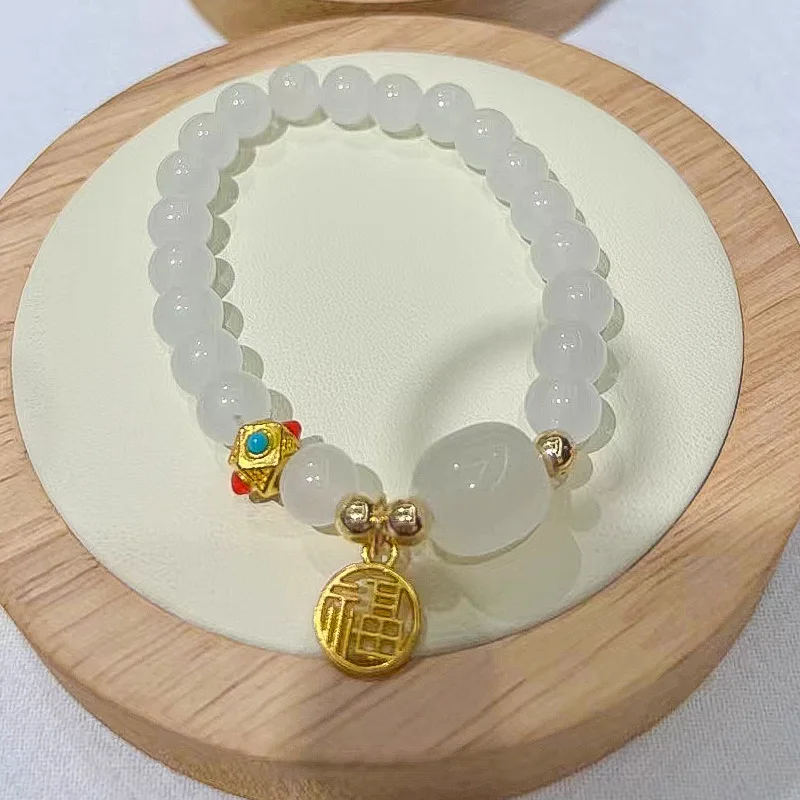 Custom logo Charm Glass Stone Beaded Bracelets Chinese Style Fashion Charm Gemstone Bracelets Premium Souvenir Gifts