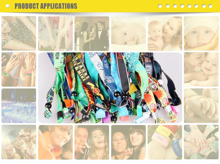 Cheap Multi-color Woven Polyester Ribbon Wristbands Custom Logo Party Festival Bracelets Fabric Events Wristbands manufacture