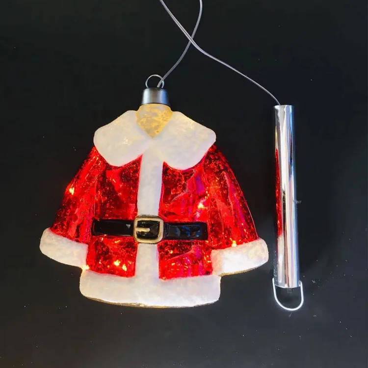 Led light up red hanging Christmas blown mercury glass life clothes jacket Santa Claus coat ornaments supplier