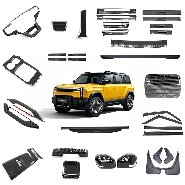 Maremlyn EV Car Accessories for Chery Icar 03T Steering Wheel Trim Door Sill Guard Mirror Cover Mudguard Window Visor Cargo Cover