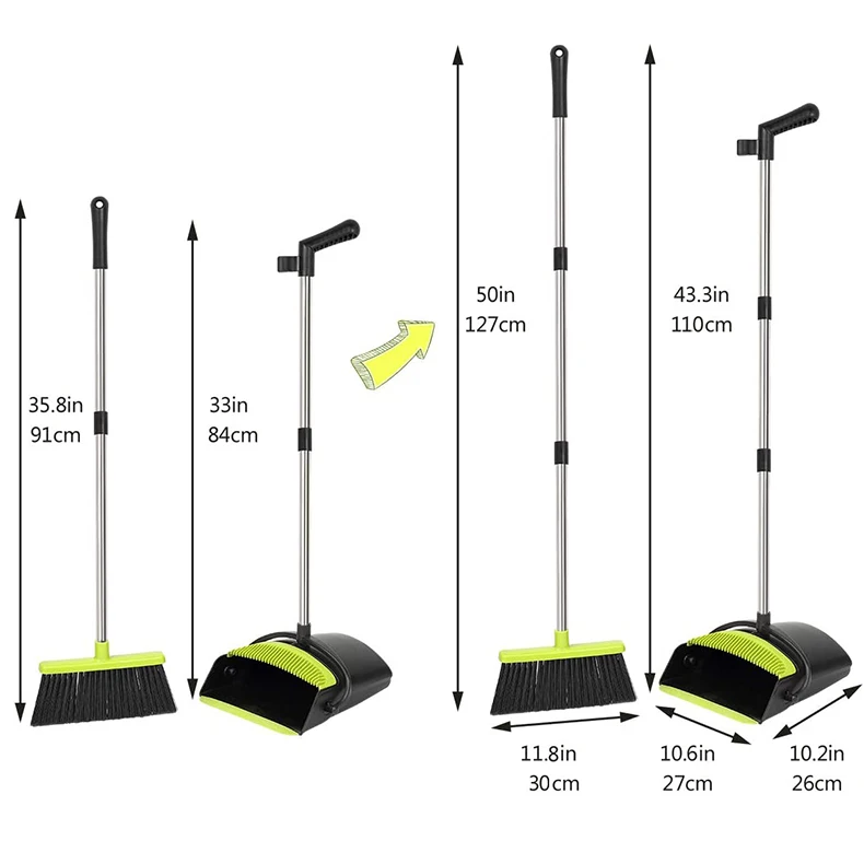 Long Handle Upright Design Broom And Dustpan Set With Cleaning Tooth