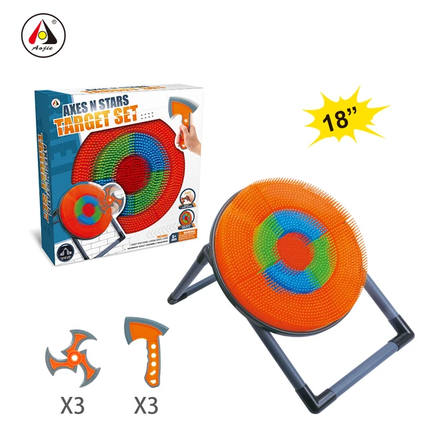 Hot Sale Axe Throwing Target Dart Set Plastic 18 Inch Dart Board With 3 Axes 3 Star Darts outdoor games