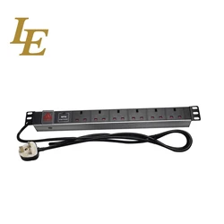 19 Inch 6ways 8ways UK BS1363 13A PDU with on Off Switch 1.5mm² 2M Cable