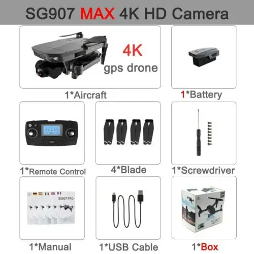 Дрон SG907 MAX GPS 4K HD с двойной камерой профессиональный Радиоуправляемый квадрокоптер бесщеточным Мотором 1200