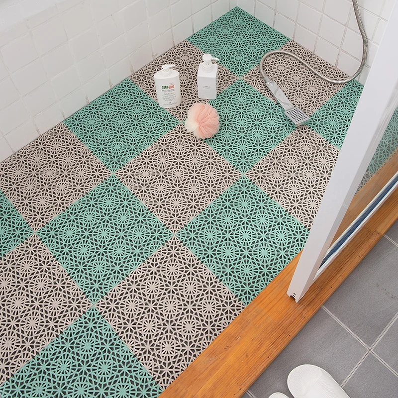 Bathroom Splicing Non Slip Floor Mat Can Be Cut Pvc Resin Home Hot Sale Bathroom Mat 30x30cm