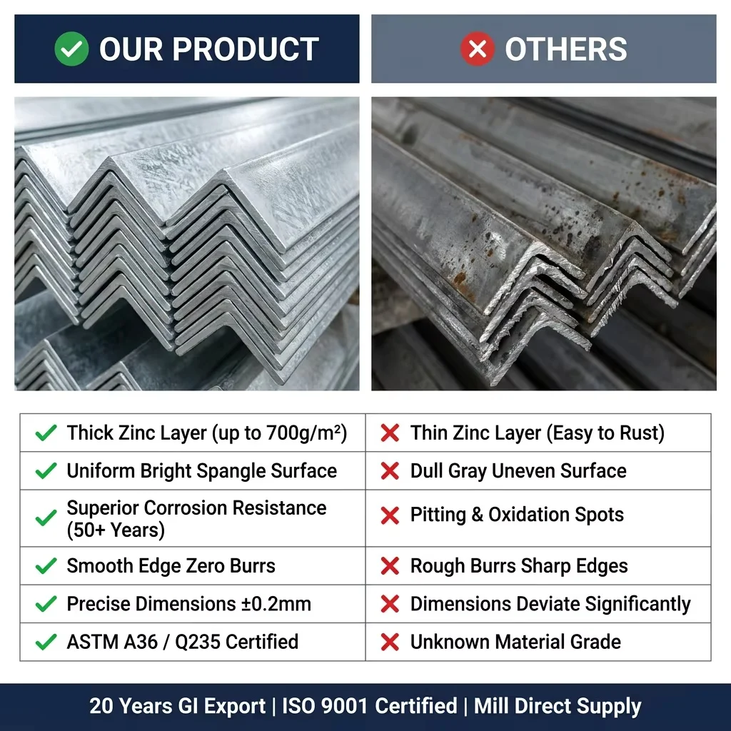 ASTM A36 Galvanized Slotted Angle 3x3x1/4 Inch with Elongated Holes