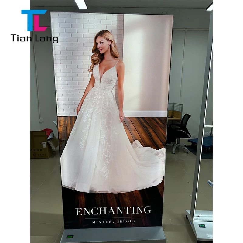 TianLang 100*200cm Свадбено Дисплей Зарежаема Батерия Колело Принтиран Полусегментен Рекламен Светен Кутия