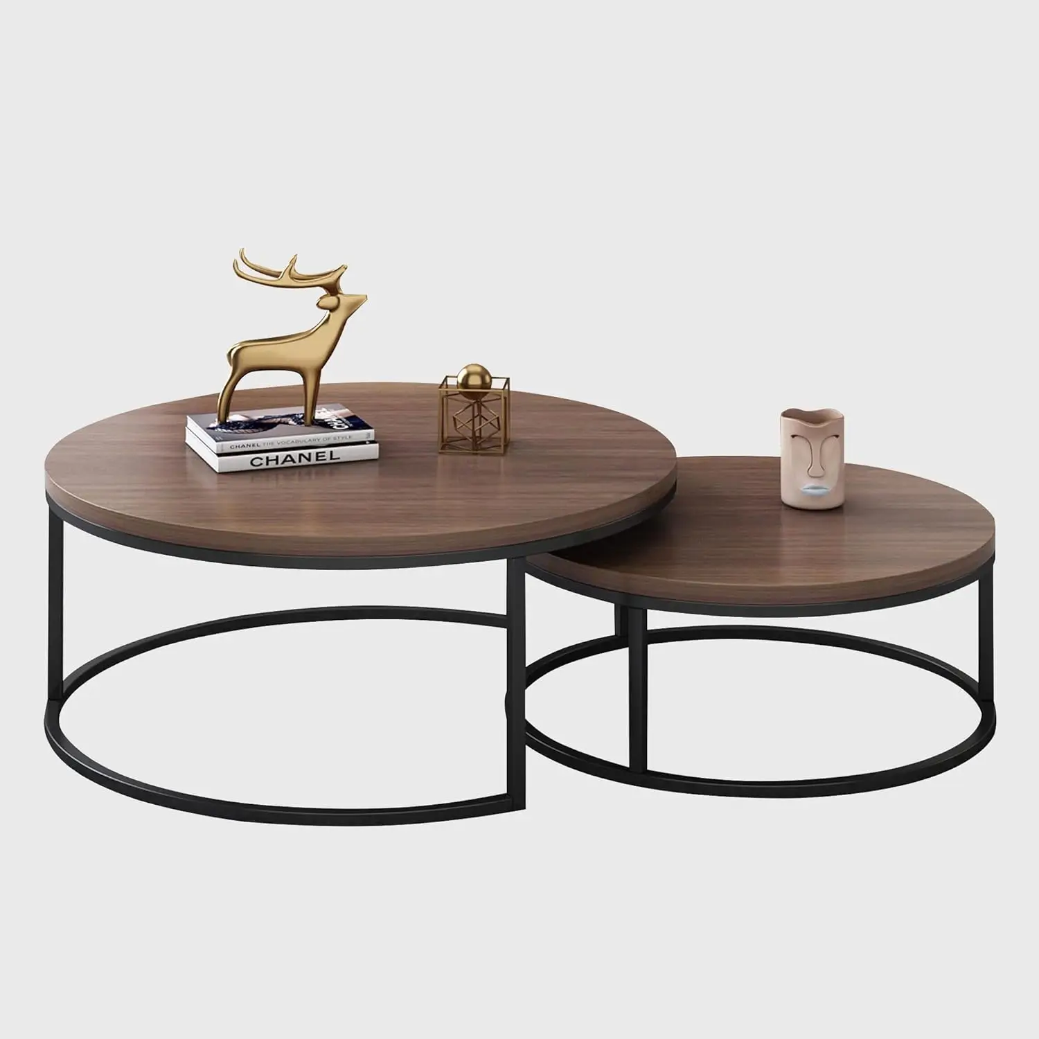 Image showcasing Solid Wood Texture Nested Coffee Table Extendable Coffee Tables Luxury ...