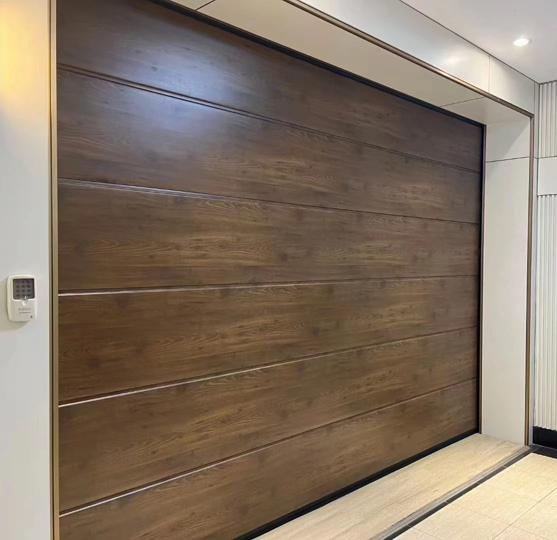 Modern Designed Automatic Sectional  Garage Door Finished with Wood Look Surface