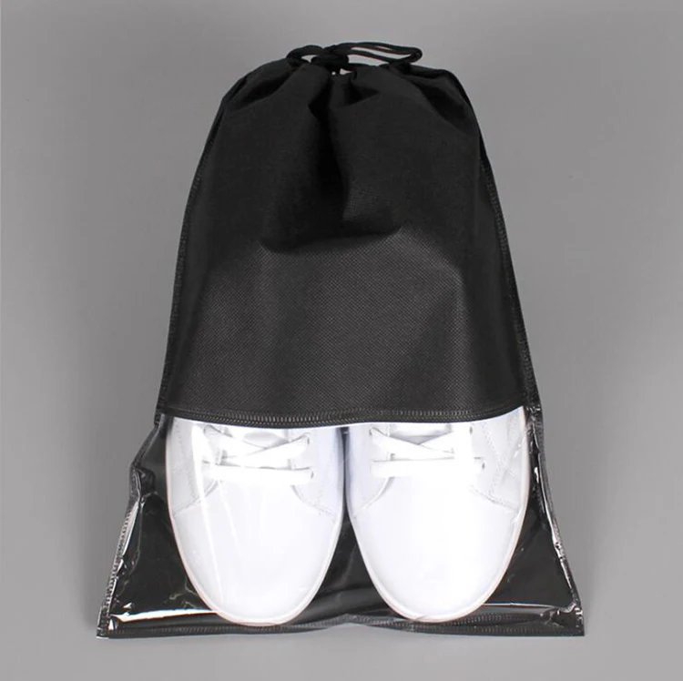 White Portable Shoes Bag,non-woven Fabric Drawstring Shoes Storage