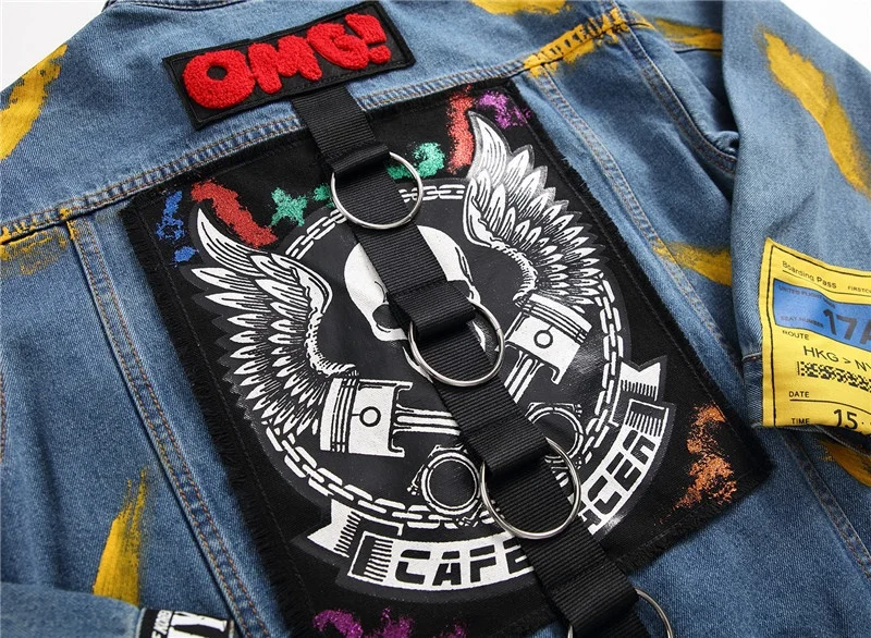 hip hop streetwear jeans jacket casual