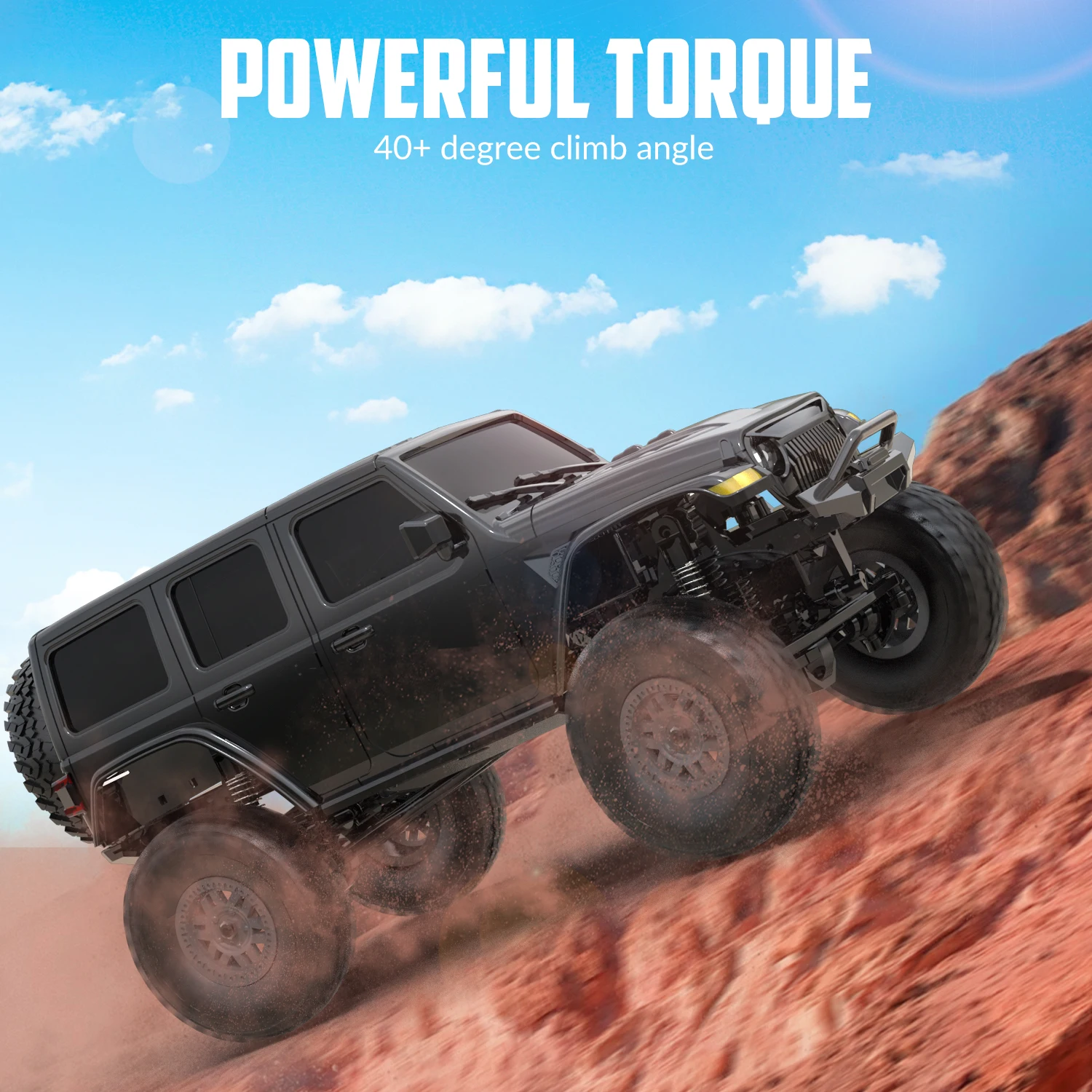 1/24 Scale Remote Control Crawler Rock Climbing with Led Light (Black) 787-1