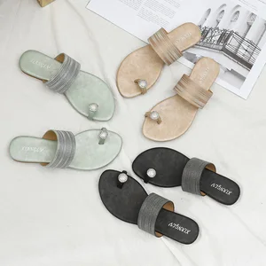 Comfortable Soft - Soled Water - Drill Cool Slipper Outside Wear Fashion Lazy Beach slippers Large - Size Flat Sandals