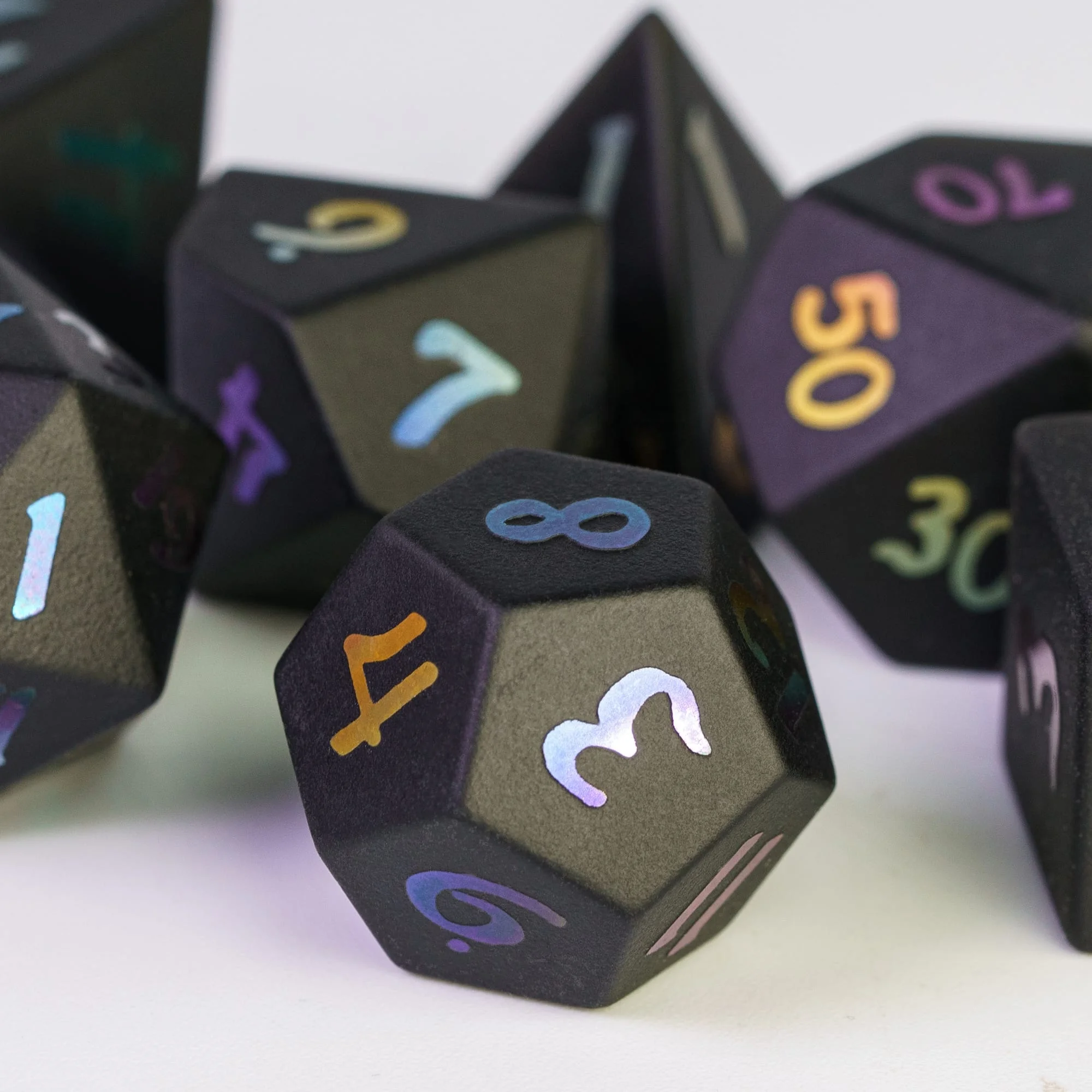 Udixi Polyhedral Custom logo Dungeons and Dragons Stone Gemstone Gem Obsidian Cube D&d Dice Game Set