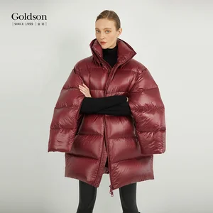 GRS Certificated Shiny Under Sleeve Vent Goose Down Jacket With Detachable Printed Scarf