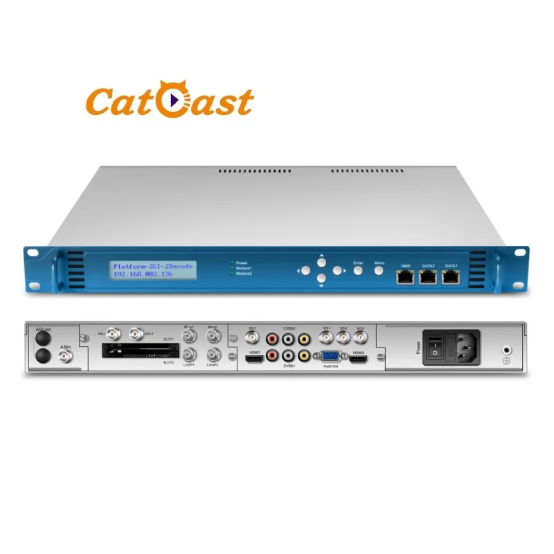 DVBS2 Satellite 2 in 1 IRD Decoder with H.265 MPEG2 Dual Gigabit Ethernet IP Output