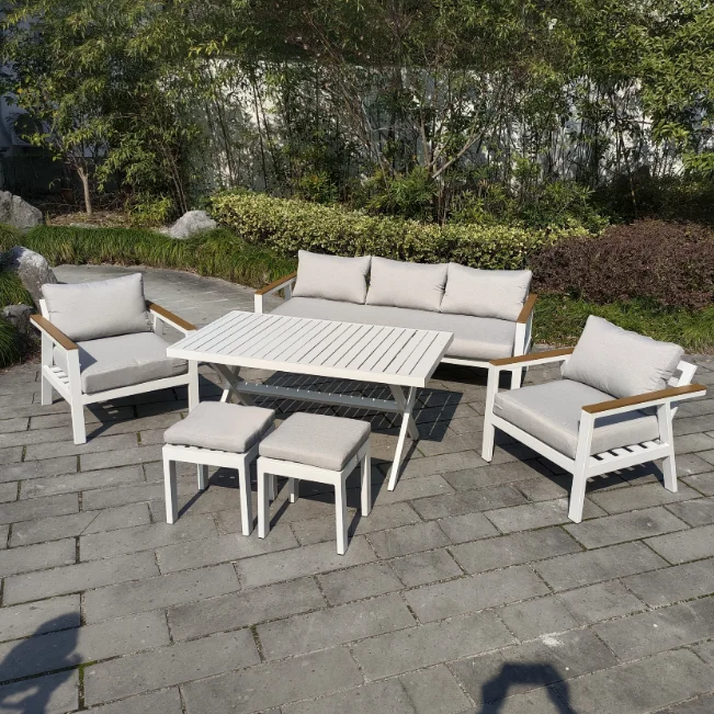 Custom Modern Luxury Hotel Outdoor Furniture Teak Wood Sofa Set Patio