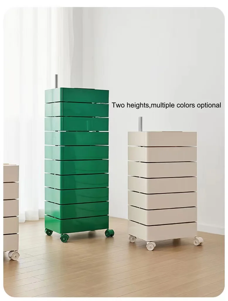 Nordic Famous Design Rectangle ABS Plastic 360 Degree 5 Layer Storage with Wheel Removable Cabinet