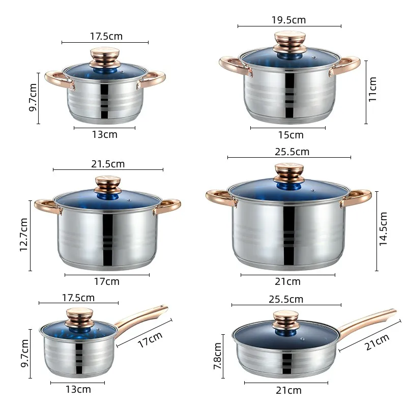 Wholesale Kitchen Ware Cooking Pot Set 12pcs Stainless Steel
