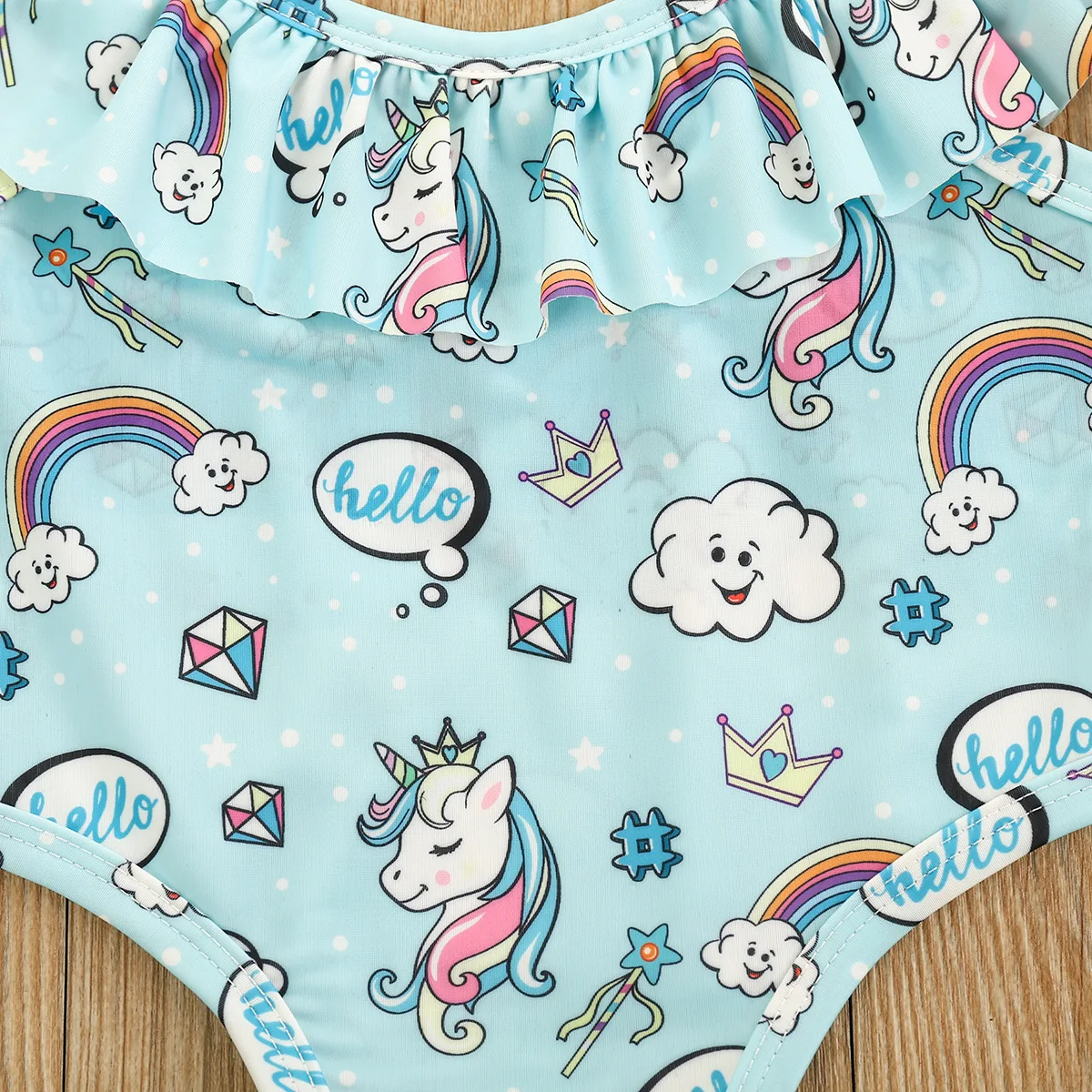 Светло-голубой необычный органический удобный кружевной комплект детской одежды для новорожденного ребенка с мечтательным