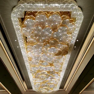 Luxury Oval Flower Design Art Glass Pendant Light Non-Standard Ceiling Decor for Villa Hotel Restaurant Chandelier