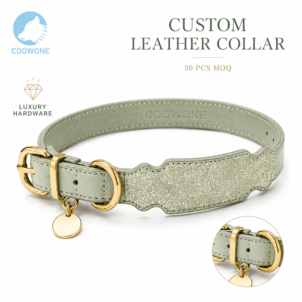 Wholesale Custom Leather Dog Collar & Leash Set | OEM | coowone H7aacf2c0d1364090ab7a3441ee2136d87