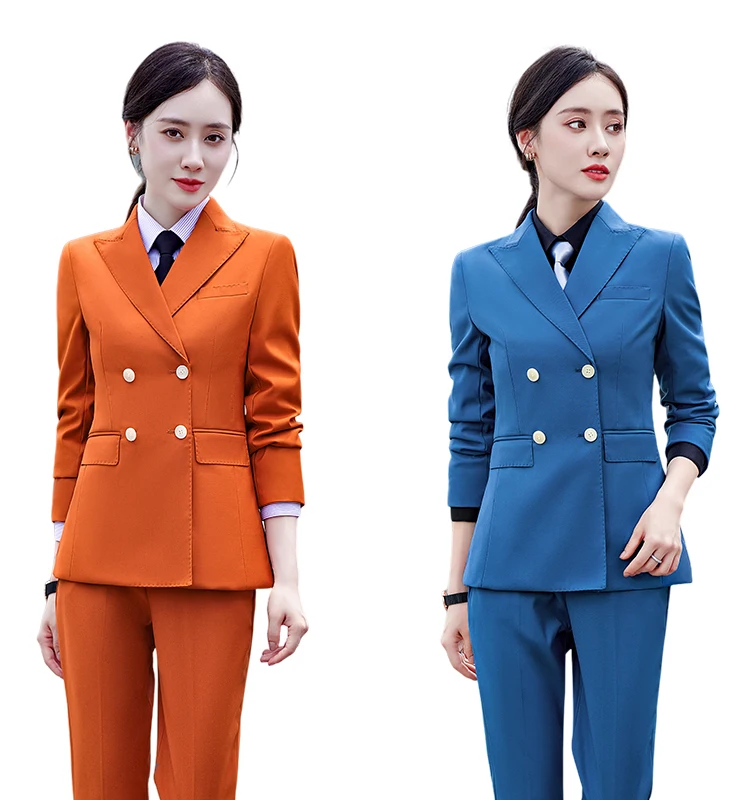 Ready To Ship Ladies Elegant Solid Color Suits Blazer Set Business ...