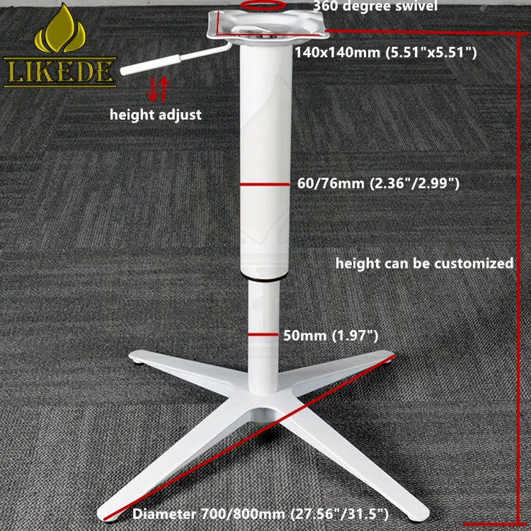 Matt White Aluminum Heavy Duty Swivel Cross Table Leg Adjustable Height ...