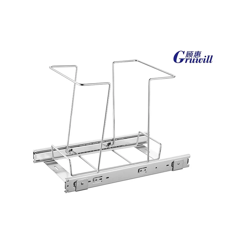 Kitchen Built-in Pull Out Drawer Trash Bin Single Cabinet Waste Bin With or Without Lid