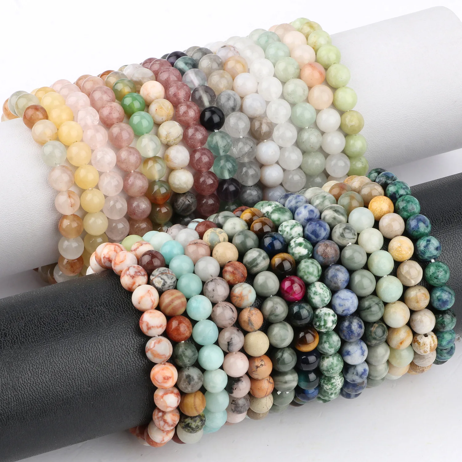 Handmade 8mm Mixed Natural Gemstone Round Beads Stretchy Bracelet