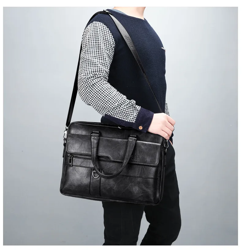 2021 Wholesale Men Briefcase Bag High Quality Business Leather Shoulder ...