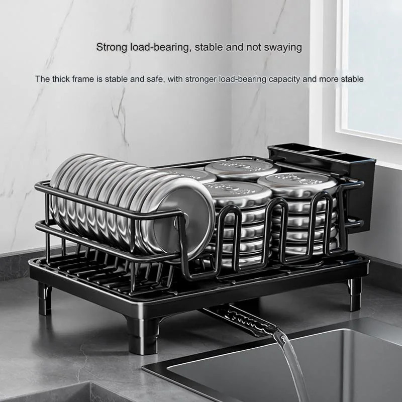 2024 Newest Removable Pull Down Small Purple Lifting 4 Tier Cover Aluminium Kitchen Cabinet Dish Rack Assemble Dish Rack