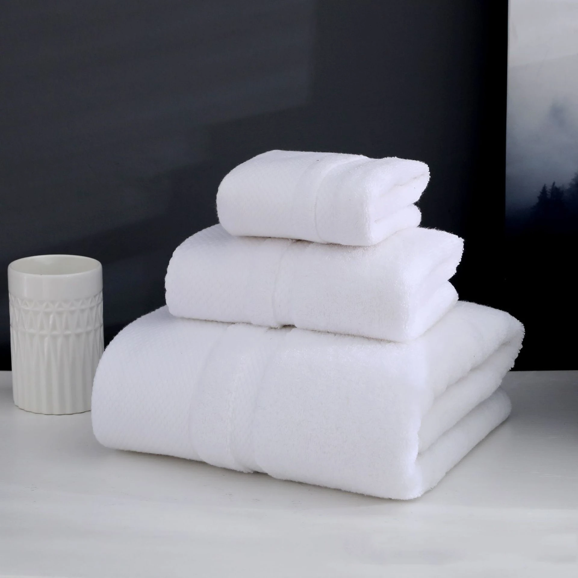 luxury stop-work five-star hotel spa custom 100% pure cotton plain face towel bath towel