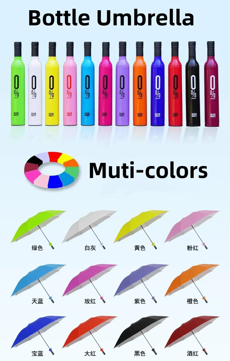 product custom logo folding umbrellas wine bottle umbrella for advertising promotion opening gift anti uv  rainproof 3 folds umbrella-31