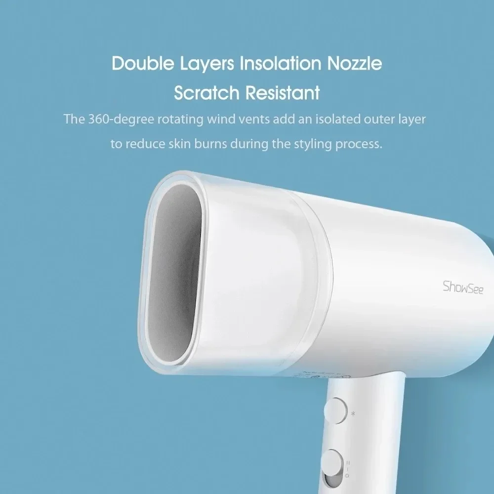 ShowSee Small hair dryer household negative ion high power student air duct dormitory hair salon softly does not hurt hair