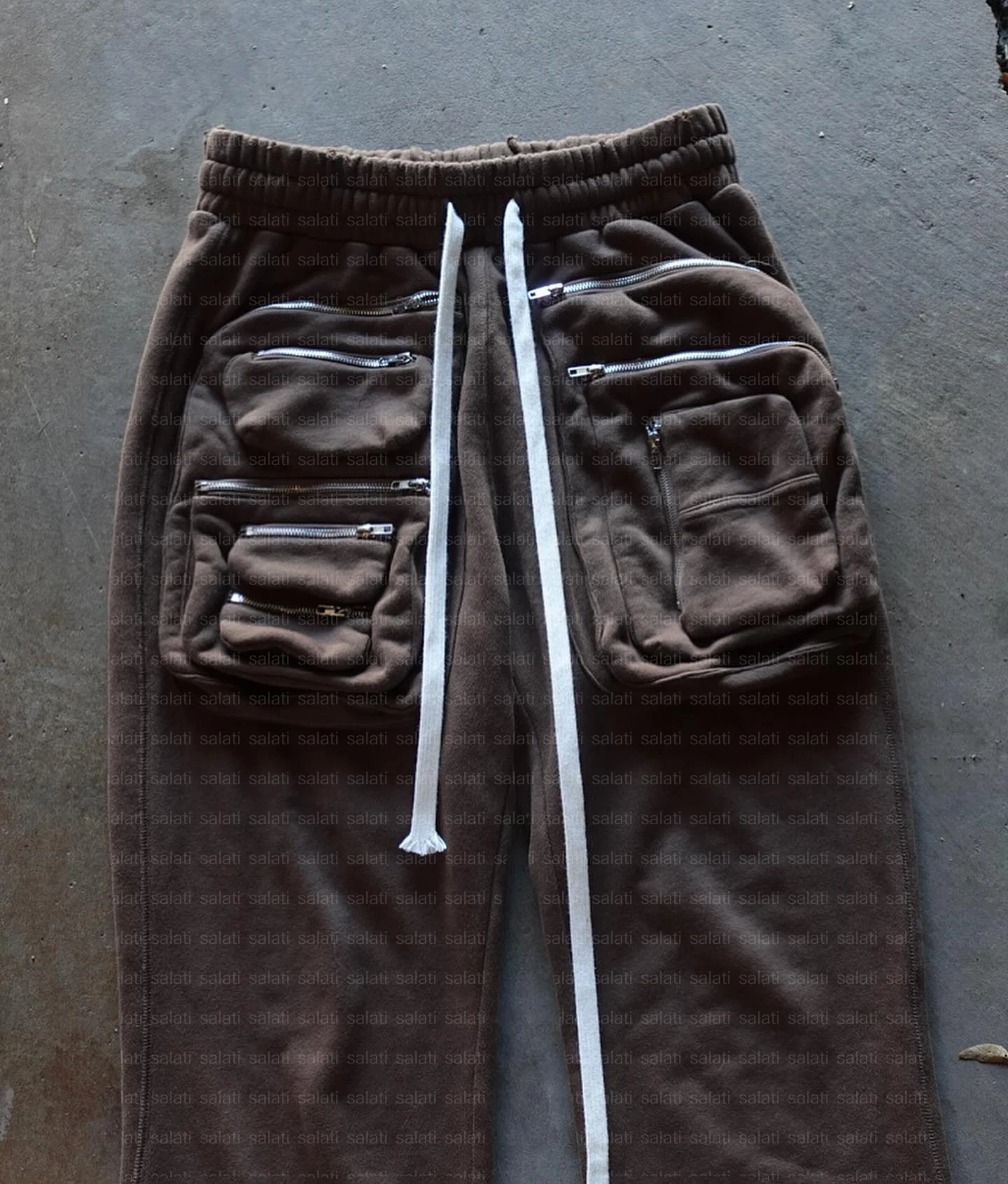 Custom Fleece Sweat Trousers Cotton French Terry Baggy Wide Leg Heavyweight Flared Bottom Cargo Pants Acid Washed Sweatpants Men gallery 3