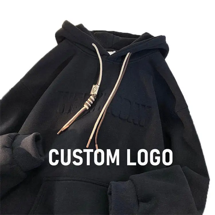 Custom Embossed Hoodie Custom Design Logo Oversized Heavyweight Cotton ...