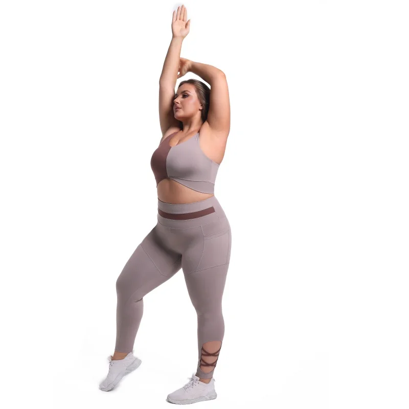 product womens plus size 2 piece tracksuit set with sports bra yoga fitness yoga pants  exercise sportswear gym clothes yoga conjuntos-61