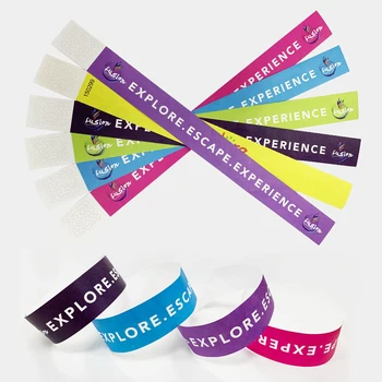 Fast Shipping One Time Use Waterproof Paper Wristbands For Events Rfid Tyvek Wristband With Logo Custom