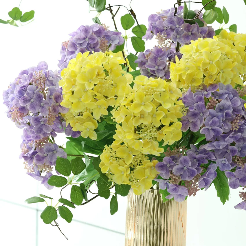 MUYAPAY Fiori di Ortensia Artificiale,12 Pezzi di Fiori di Palla di crisantemo di Seta,Bouquet Di Ortensia Finte,Ortensie Artificiali con steli, per Bouquet di Nozze,Casa,Giardino,Ufficio(Azzurro