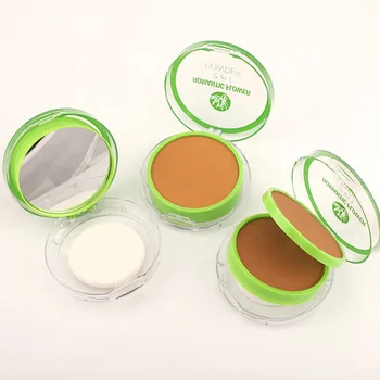 Sample Available best Green tea Face Makeup Oil-control Mineral Pressed Powder package For Dark Skin compact pressed powder