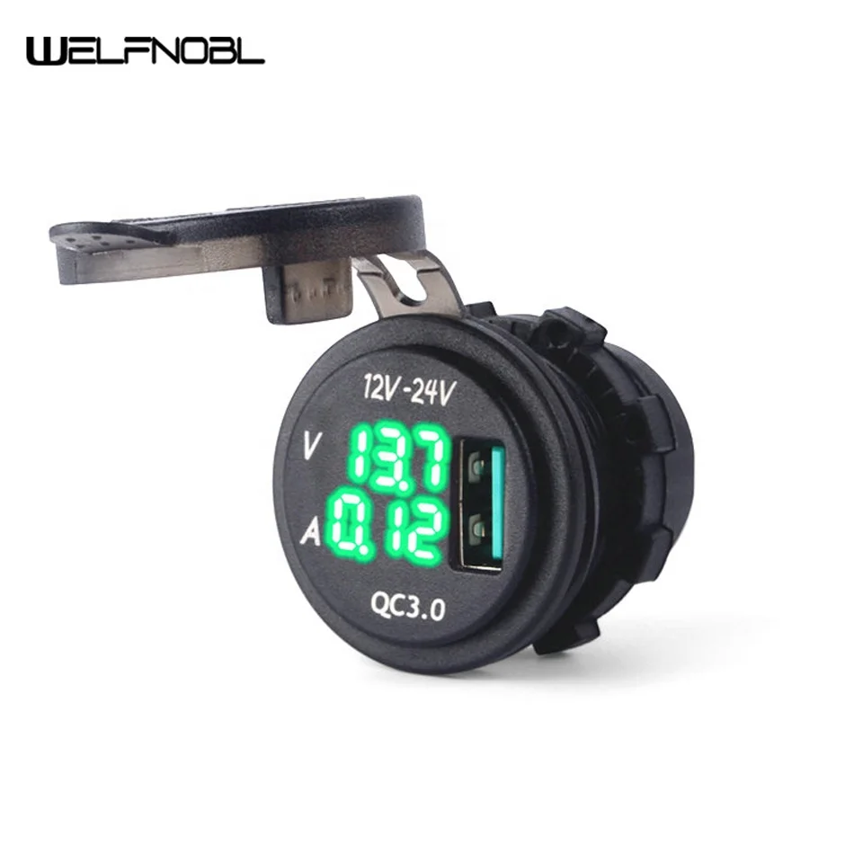 12V 24V Portable Automotive Intelligent Three in One AC DC Ammeter Voltage Meter With Charger