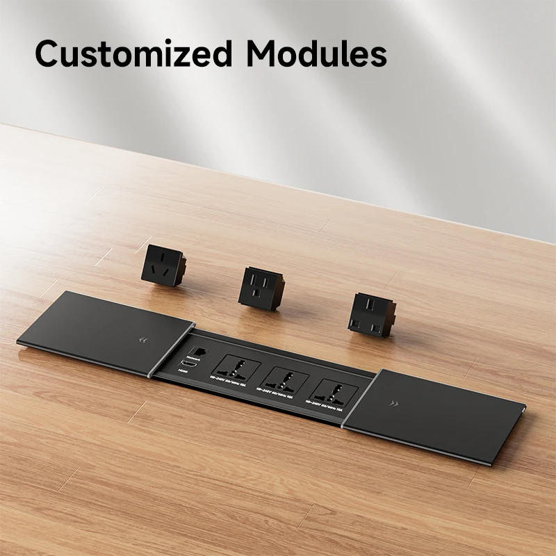 220V 10A Conference Recessed Power Socket with USB-C Table Power Strip with CAT-6 Power Socket Extension