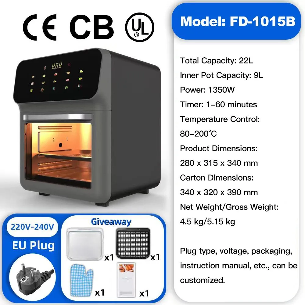 2026 New air Fryer 10L Aluminum Alloy One-piece Large Capacity Touch Screen Visual House aperçu 6