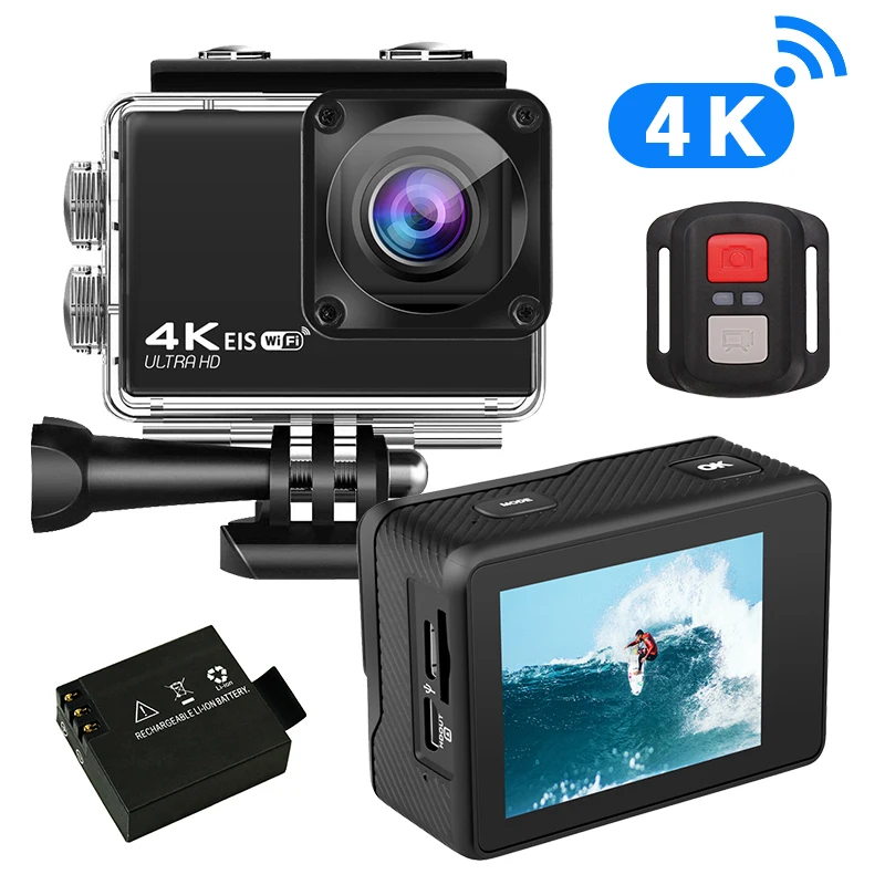 Professional Youtube Real 4k 60fps Wifi Eis Sports Video Action Camera With Remote Control And Helmet Accessories Kit Buy 4k Video Camera Professional Action Camera Accessories Professional Camera Video Camcorder Product On