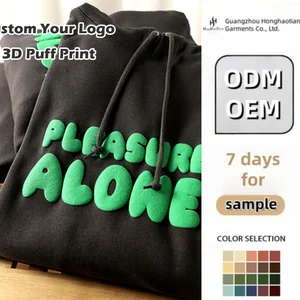 ODM High Quality Oversized Plus Size Cotton Hoody Anime Unisex Winter Custom Foam 3D Puff Print logo Men Pullover Hoodie for Men