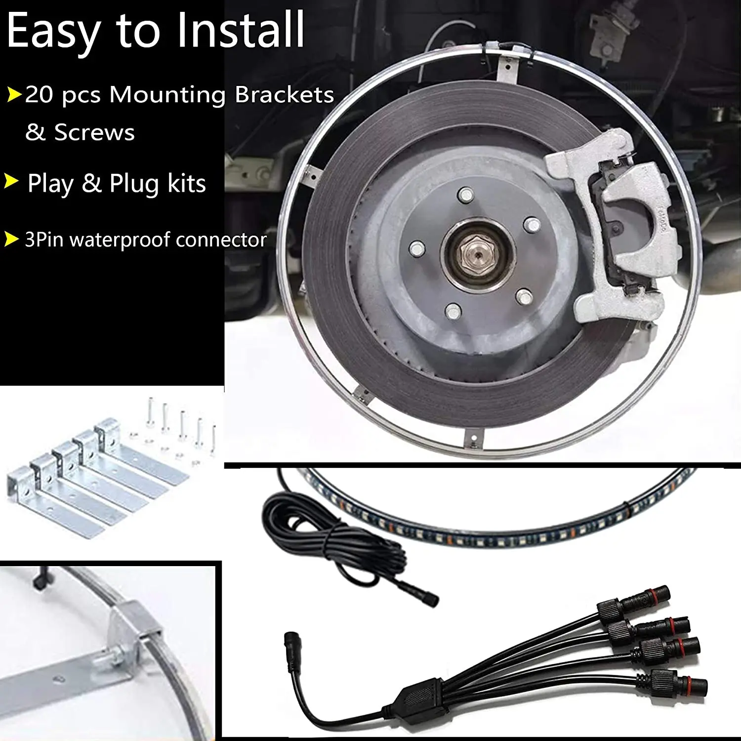 4pc 15.5Inch RGBW Auto Multiple Million Color + Pure white Wheel lighting kit with Million color APP controller 15