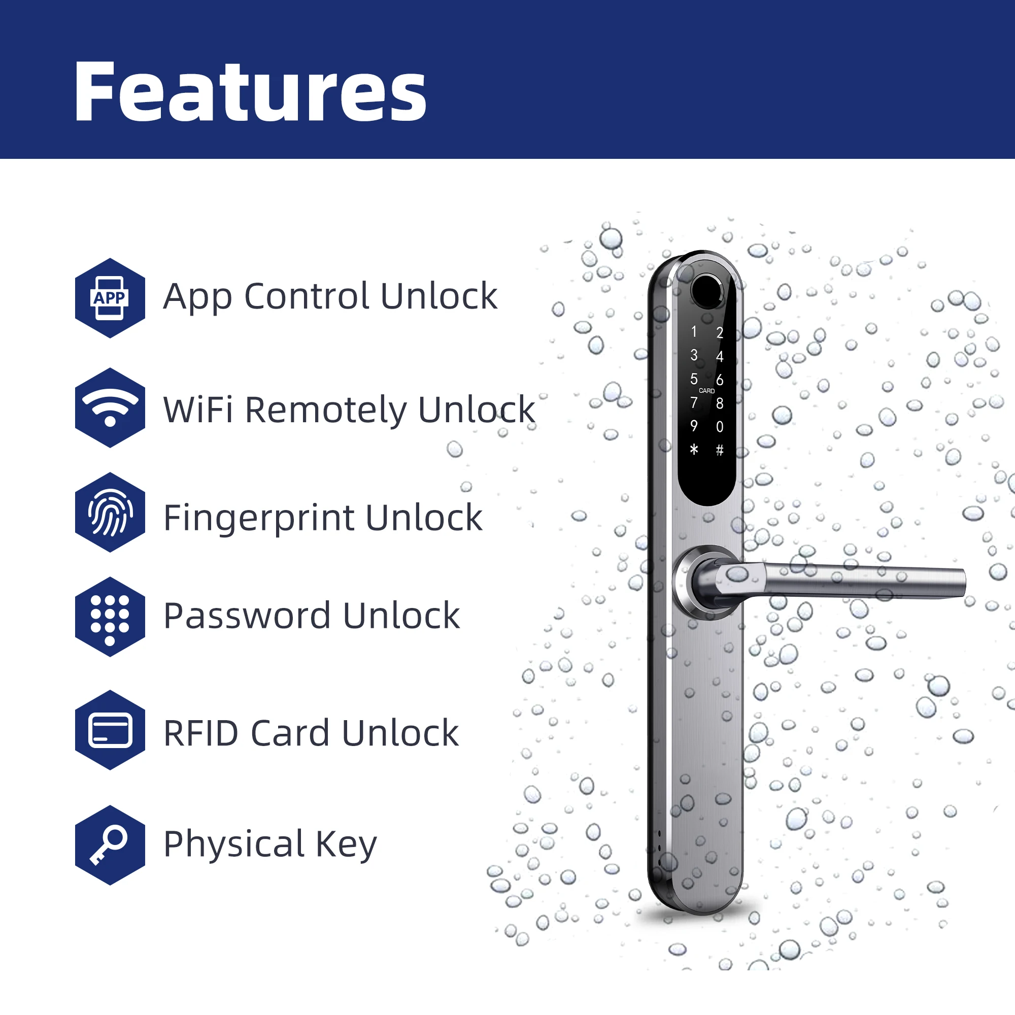 Liliwise Waterproof IP66 Outdoor Fingerprint Smart Door Lock Tuya APP TTLOCK BLE for Narrow Profile Aluminum Doors Wooden Doors